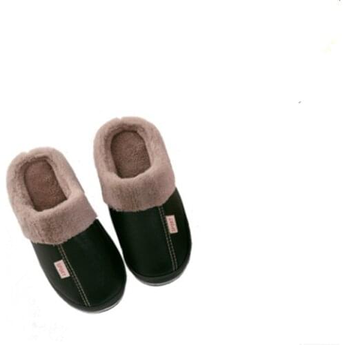 New Winter Cotton Slippers, Female Home Baotou Non-Slip Waterproof Couple Ieather , Household Wool Wholesale