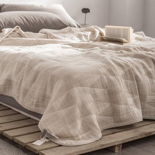 Single Double Sofa Bed Air Conditioning Blanket Bedspread Cotton Gauze Soft Muslin Throw Triangle Blanket Summer