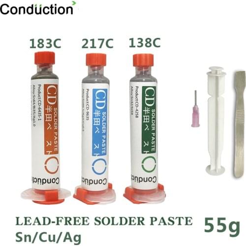 Lead-free solder paste maintenance soldering tin for BGA SMT PCB 138 183 217 degrees environmental protection tin mud CPU tin55g