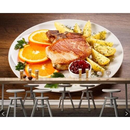 Papel de parede Meat products Potato Orange fruit Food 3d wallpaper,living room sofa TV wall kitchen restaurant bar custom mural