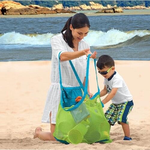 Kids Baby Toys Beach Bag Large Mesh Storage Bags Toy Beach Sand dredging Tool Storage Handbag Pouch Pouch Children Shoulder Bag