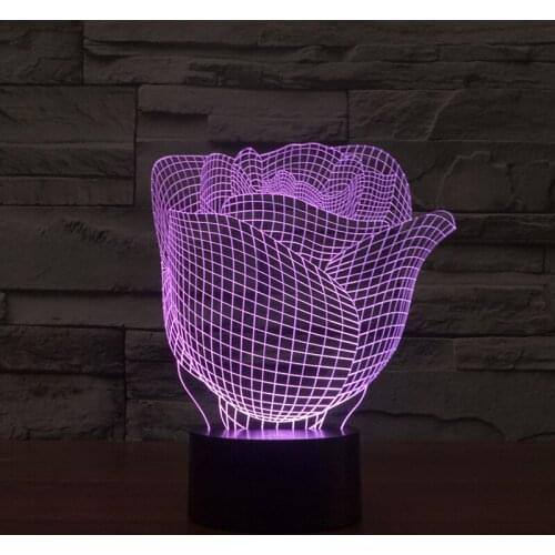 Valentines Day Gift Rose3d Led Lamp Colorful Gradient Ambient Table 3d Light Fixtures Kids Room Led Night Light