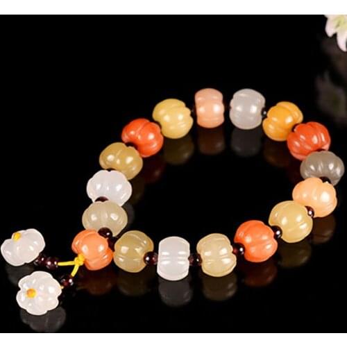 Natural Xinjiang Jinsiyu pumpkin Bracelet Jewelry Lucky Exorcise evil spirits Auspicious Amulet Jade Bracelet Fine Jewelry