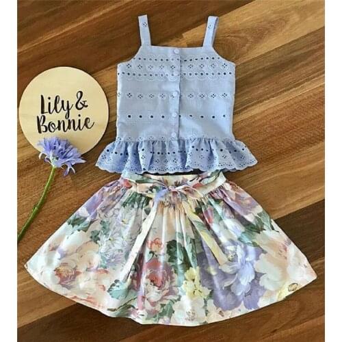 Pudcoco Toddler Baby Girl Summer Clothing Strap Ruffle Cotton Tops Flower Print Short Skirt 2Pcs Outfits Baby Girl Clothes 1-5Y