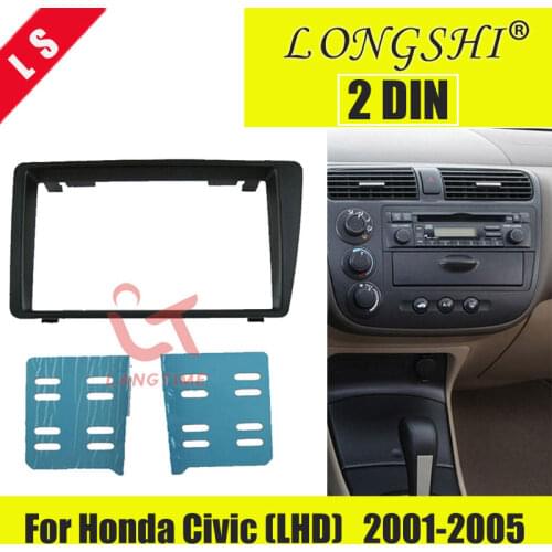 2DIN Car Dash Frame Radio Fascia for Honda Civic 2001-2005 (LHD) AutoStereo Panel kit CD Trim Installation Car Covers , 2 din