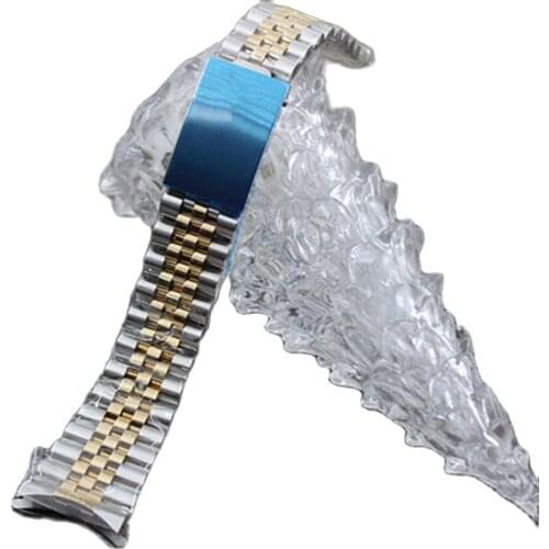 WatchBands Bracelet For Rolex Series Watch Curved End Strap Chain Insurance Buckle Watch Accessories Stainless Steel Watch Band