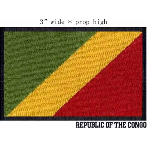 Republic of the Congo 3" wide embroidery flag patch badge/heavy metal patches/custom embroidered patches