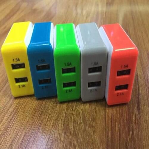 50pcs/lot 2.A+1.5A high quality US Plug AC Power Adapter Trave Wall 2 dual USB Charger for iPhone 6 6s 7 plus 5 for Samsung HTC