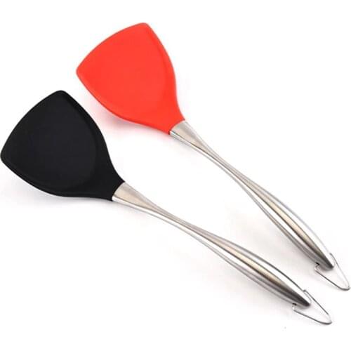Justdolife Silicone Spatula Non-stick Flexible Cooking Spatula with Stainless Steel Handle Utensils Kitchen Spatula for Cooking