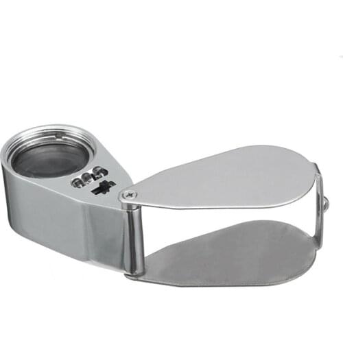 LED 40x Jeweler Loupe Magnifying Loupe Precision Loupe Watchmaker Jewelry Optical Instruments Handheld Microscopes Sliver