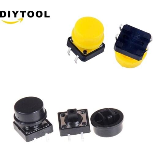 10pcs Tactile Push Button Switch Momentary 12*12*7.3MM/12X12X12MM Micro Switch Button Colors Tact Cap