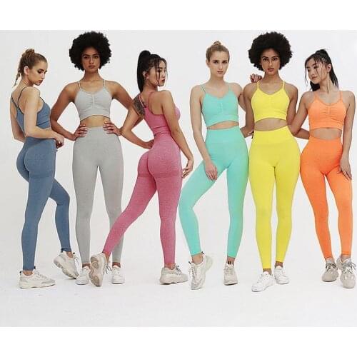 Echoine Slim Fitness Pants High Waist Stretch Running Yoga Women Pants Short Bra Tops Spaghetti Straps Sports Casual Tracksuit