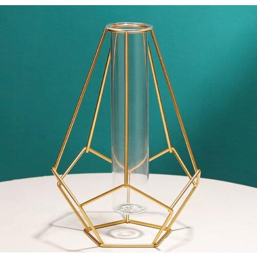 Vase For Home Kitchen Office Table Decor Gold Floral Arrangement Glass Spreading Iron Flower Stand Beautiful Metal Plant Holder