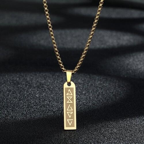QIAMNI Vintage Gothic 5 Signs of the Elements Medallion Pendant Necklace Men Women Stainless Steel Square Couple Jewelry Gift