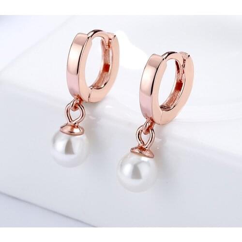 Jewelry Freshwater Pearl Earrings Silver Metal Round Simple Fashion Ladies Earrings Jewelry Wholesale and Retail