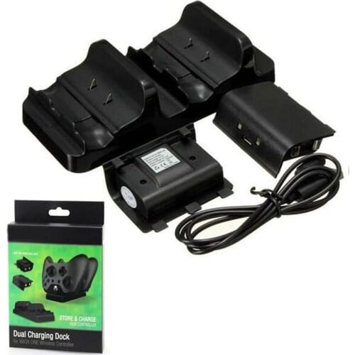 Dual Charging Dock Charger+2 x Rechargeable Battery Pack+USB Charge Cable Power Cord for XBOX ONE Wireless Controller Gamepad