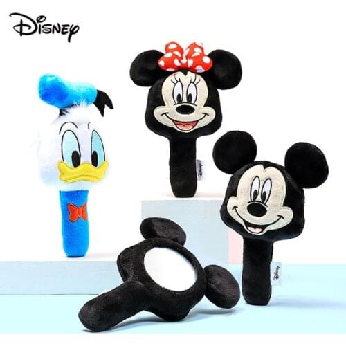 Disney Mickey & Minnie Handheld Plush Make-up Mirror Portable Anime Figures Plush Mirror Cosplay Mirror Makeup Mirror Girl Gift