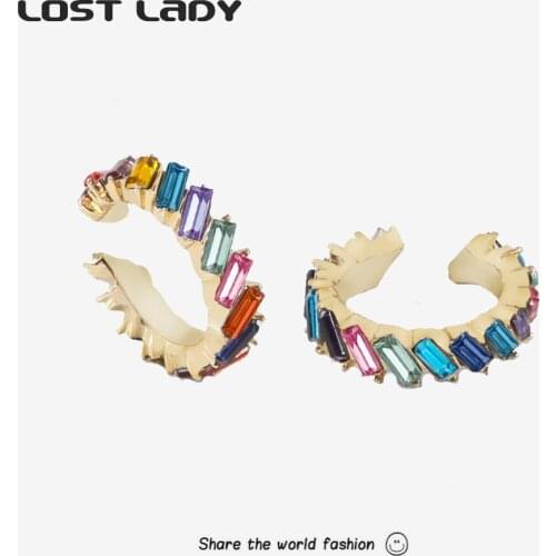 Lost Lady BlingBling Cuff Earrings No Piercing Crystal Clip Earrings Statement Rock Woman Earring Accessories Wholesale