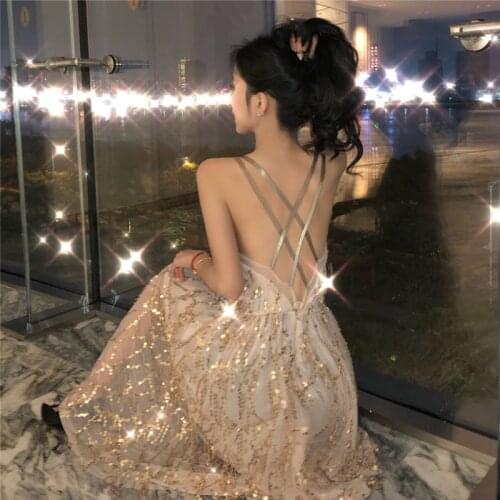 Plus Size 3XL Women Sexy Backless Long Dress Summer Sequins Hollow Design Female Gold Slim Sling Maxi Dresses For Evening Party