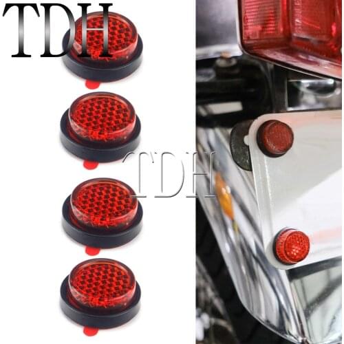 4x Decorative Round Reflective Plate Reflectors for Kawasaki Bobber BMW Motorcycle Red Warning Tape Reflective Sticker