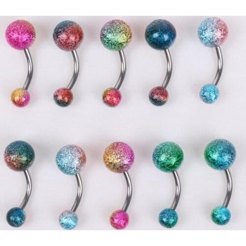 50pcs Body Jewelry Piercing Navel Belly Button Bar Navel Body Piercing 14g New Design Shine Mix Colors