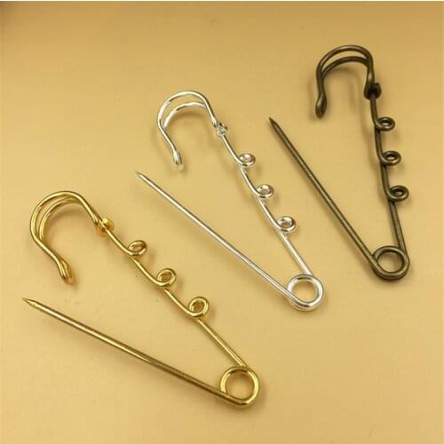 BASEHOME 10pcs Safety Pins Brooch 65mm Length Large Long Metal Wedding Brooch Safety Needles for Women DIY Jewelry Findings