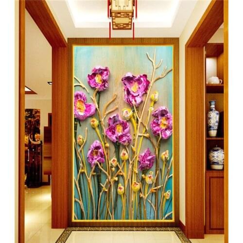 Large Custom Wallpaper Mural European Style Living Room Bonus Rose Oil Painting Flower Seamless Wall Fabric Custom Wallpaper