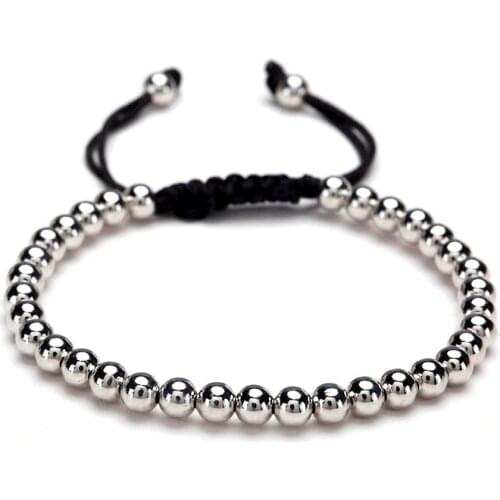 Beads bracelets women stainless steel Steel charm bracelet men adjustable hip hop gold bracelet black jewelry male accessories