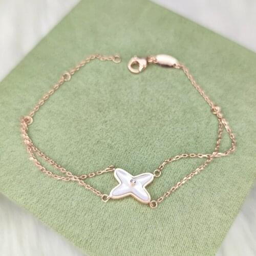 Brand Fashion Jewelry For Women Cross White Bracelets Mother of Pearl Rose Gold Color Bracelets Party Jewelry