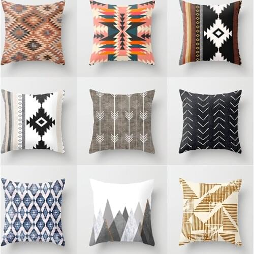 Ikat Retro Pattern Throw Pillow Case Ethnic Herringbone Background Cushion Covers for Home Sofa Chair Decorative Pillowcases