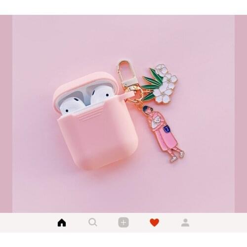 Lovely Cat Girl Earphone Case For Airpods Case Bluetooth Cover For Apple Air pods Protective case Earhphone with keychain