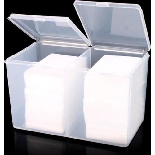 Double Sides Twin Well Empty 2 Grids Portable Container Storage Case Cotton Pad Nail Art Tools Cotton Wipe Pads Container Box