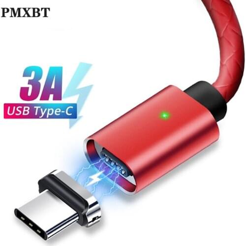 3A Magnetic Type C Cable For Samsung S9 Xiaomi Fast Charger Magnet 1M LED USB C Mobile Smartphone Charging Cord Data Sync Cables