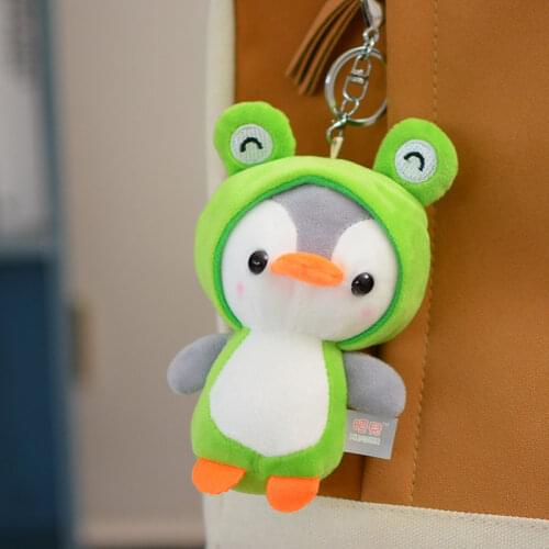 Cute Penguin Plush Toy Animal Penguin Cosplay Unicorn Bee Frog Dinosaur Stuffed Doll Small Pendant Keychain Gift for Friend