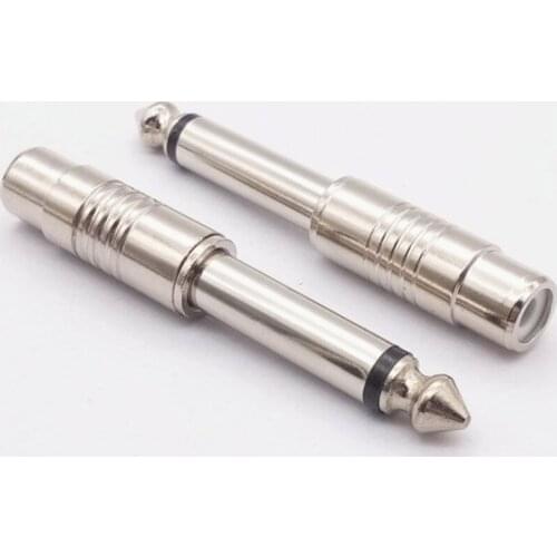 5pcs/lot 6.5mm Mono Audio Adapter 6.5mm 1/4" Male Plug to RCA Female Jack Audio Mono Adapter Connector TS for Home KTV Use