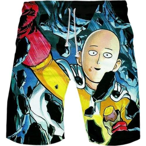 3D One Punch Man Mens Swimwear Swim Shorts Kids Beach Board Shorts Swimming Pants Swimsuit Mens Running Sports Surffing shorts