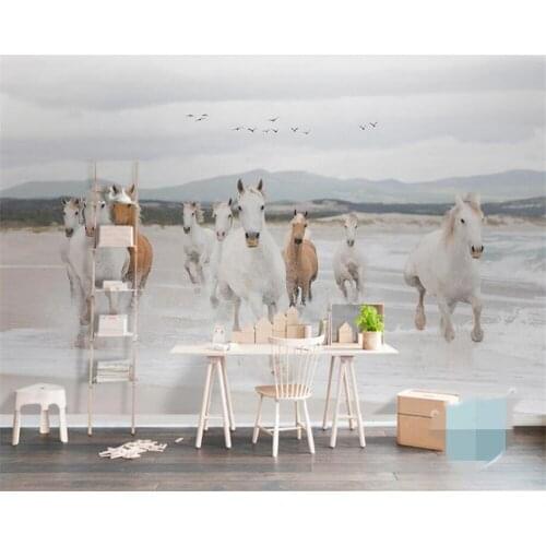 Beibehang Wall Mural Wallpaper Abstract Creative sea Waves Horse Run Background Wall Painting papel de parede 3d wallpaper