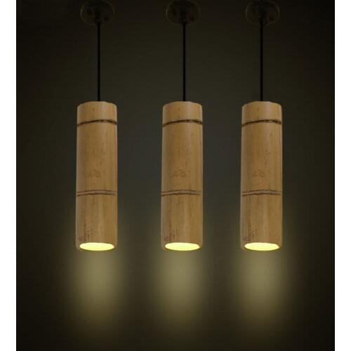 E27 New Chinese Style Bamboo Chandelier Restaurant Bar Japanese Style Primary Color Bamboo Lamp Restaurant Light Lamps