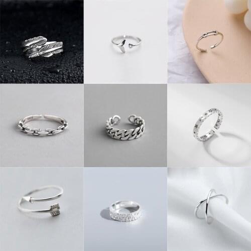 925 Sterling Silver Charming Lrregular Geometric Rings Vintage Silver Free Adjustment Rings For Women Fine Jewelry Party Gifts