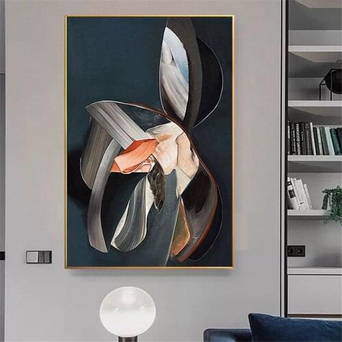 Original hand-painted oil painting abstract character assassin cloak black canvas painting hotel bar cafe hanging painting mural