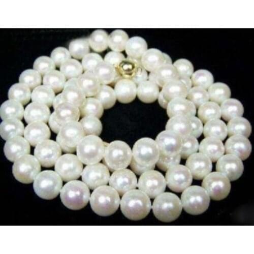Natural Cultured Freshwater 8- 9mm White Pearl Necklace 18" A