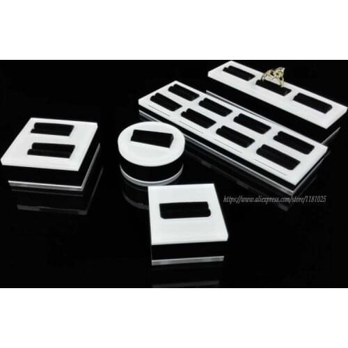 Professional Acrylic Ring Display Stand Ring Holder Ring Showing Tray Showcase Jewelry Display Props in White and Black