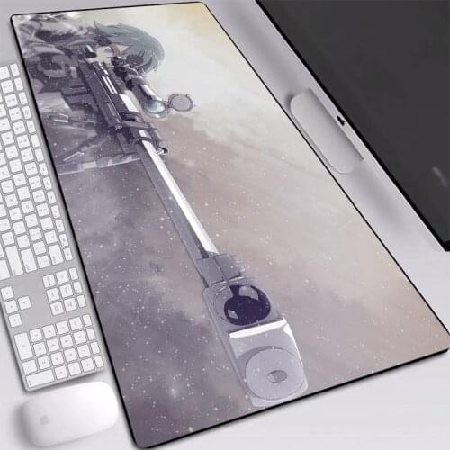 Sword Art Anime Girl with Gun Picture Mouse Pads Anti-slip Rubber Pads Gamer Desktop Mice Mat 800x300mm Large XXL for Anime Fans