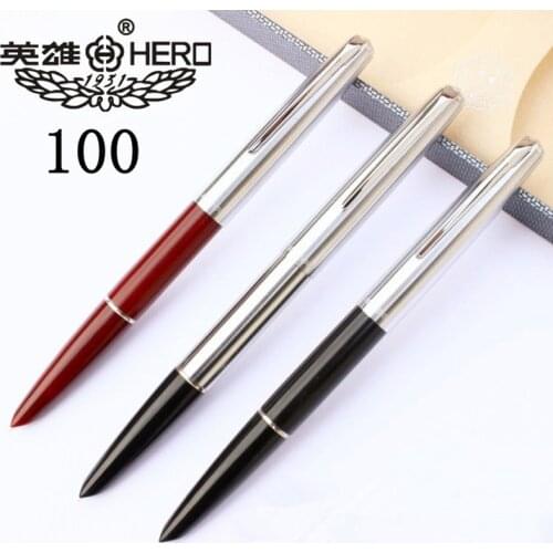 High Quality Luxury HERO 100 Fountain Pen set box GIFT classic calligraphy 14K Gold ink pen School Office Writing Supplies