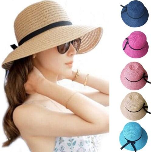 Foldable Ladies Sun Hats 2021 Fashion Casual Caps Women Straw Cap Beach Sun Summer Hat Beige Wide Brim Caps Шляпа Женская