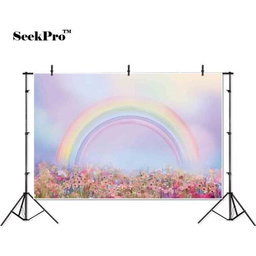 Thin vinyl rainbow flowers Flora birthday children photo Backgrounds Printed Professional indoor Photographic studio Backdrops