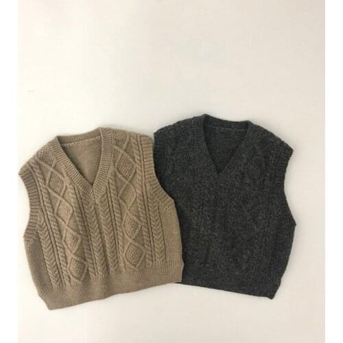 MILANCEL Spring New Kids Clothing Boys Knit Waist V Neck Waistcoat