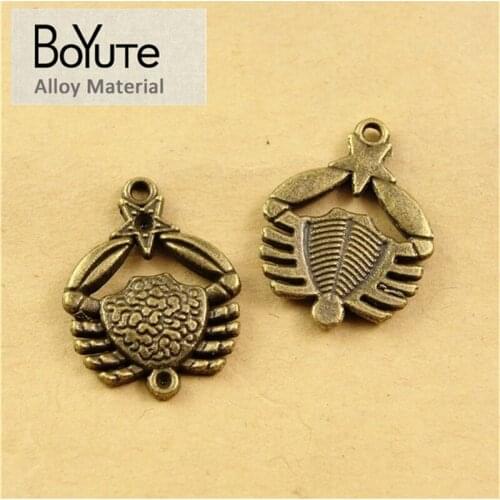 BoYuTe (50 Pieces/Lot) 22*16MM Vintage Accessories Parts Alloy Diy Material Antique Bronze Crab Charms for Jewelry Making