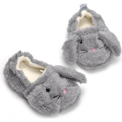 Girls High Quality Short Plush Soft Face Cartoon Long-Eared Rabbit Leisure Indoor Slippers Antiskid Toddlers Slippers Baby Girl