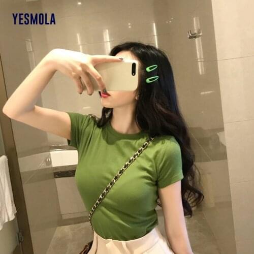 Женские однотонные футболки YESMOLA China At AliExpress